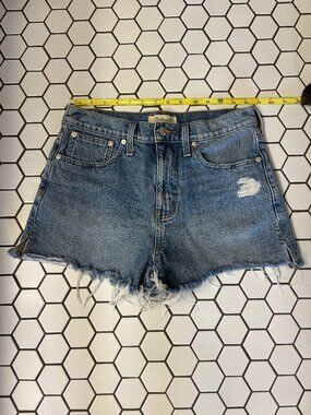 Madewell Relaxed Distressed Denim Shorts Womens 26 Frayed Raw Hem